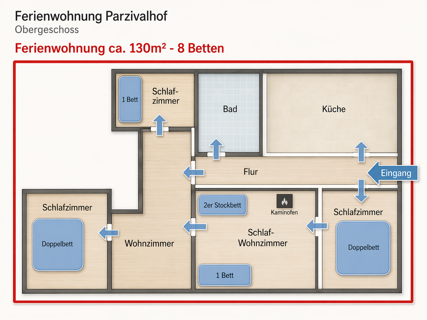 Grundriss der Ferienwohnung Parzivalhof im Obergeschoss